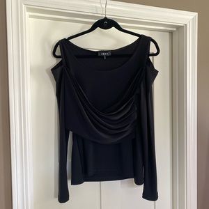 DKNY Cold shoulder black silky top